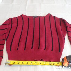 PREMISE Women's Red Sweater with Black Vertical Stripes Like NEW Size Small